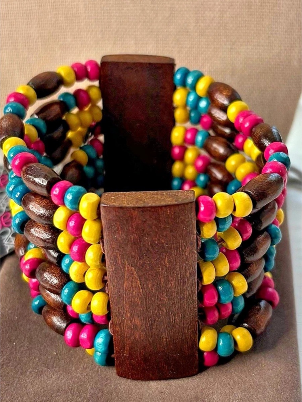 Tanning in Tanzania - Multi Beaded Wood Bracelet